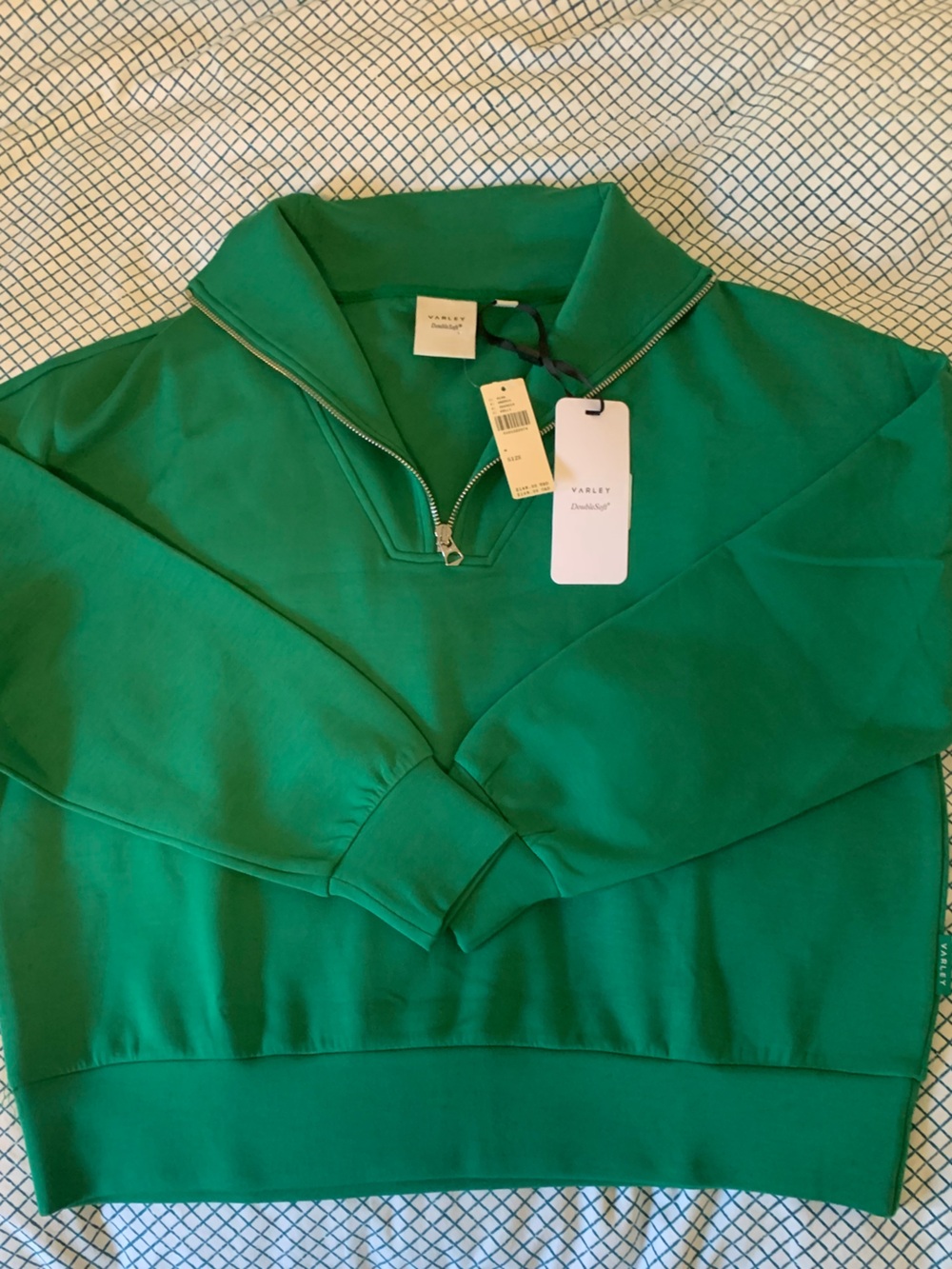 Varley Hawley Half-Zip Sweatshirt Double Soft Anthropologie sz Medium NEW green - Picture 15 of 16